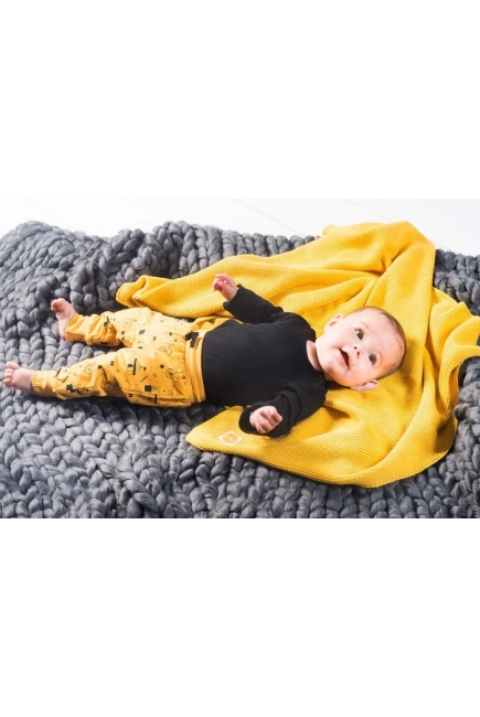 Плед для новорожденного вязаный Jollein Basic, желтый, средний