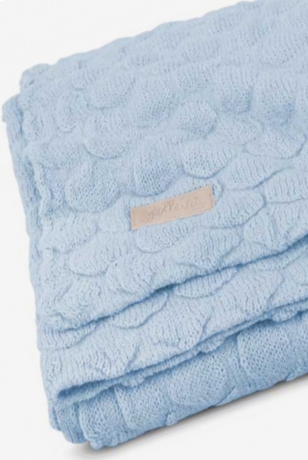 Вязаный плед для новорожденных Jollein Fancy, голубой, средний