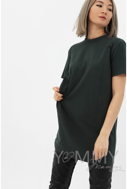 Футболка для кормящих и беременных с вырезом на спинке, хаки