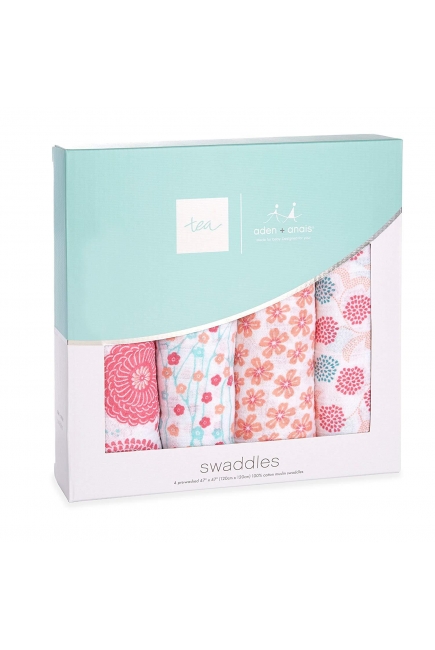Муслиновые пеленки для новорожденных Aden Anais большие, набор 4, Global Garden