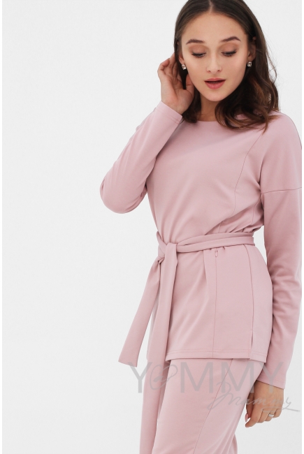 Костюм для кормящих и беременных из плотной вискозы, пудрово-розовый