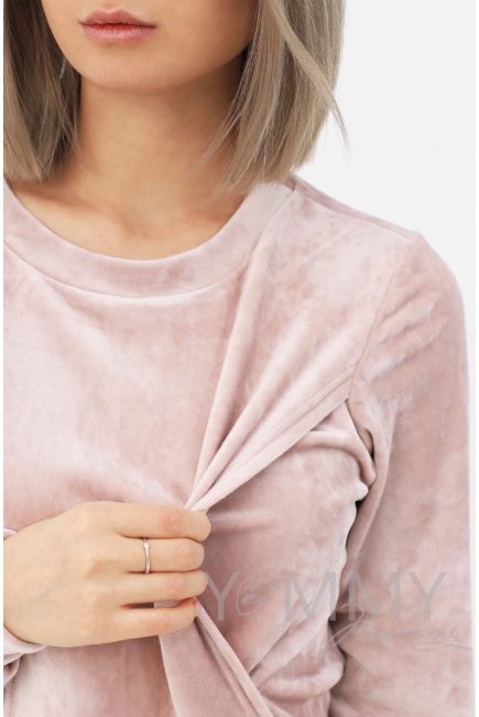 Костюм для кормящих и беременных велюровый, светло-бежевый