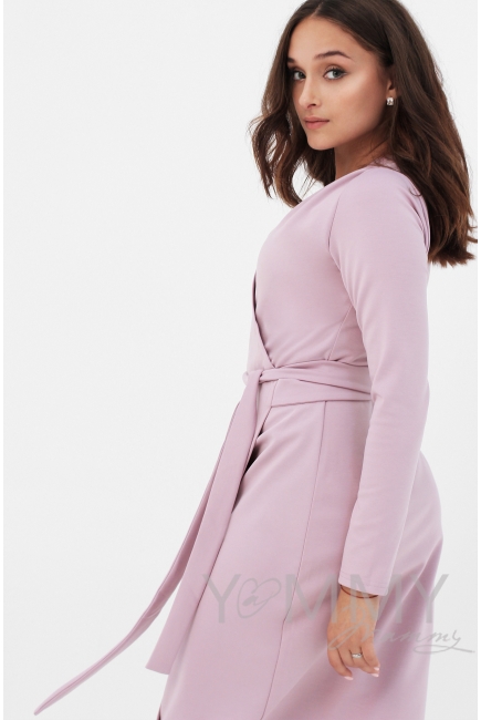 Платье для беременных и кормящих миди на запах, цвет светло-лиловый