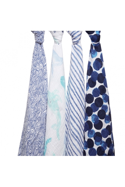 Муслиновые пеленки для новорожденных Aden&Anais большие, набор 4, Seafaring