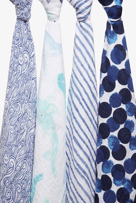 Муслиновые пеленки для новорожденных Aden&Anais большие, набор 4, Seafaring