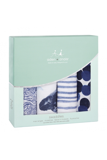 Муслиновые пеленки для новорожденных Aden&Anais большие, набор 4, Seafaring