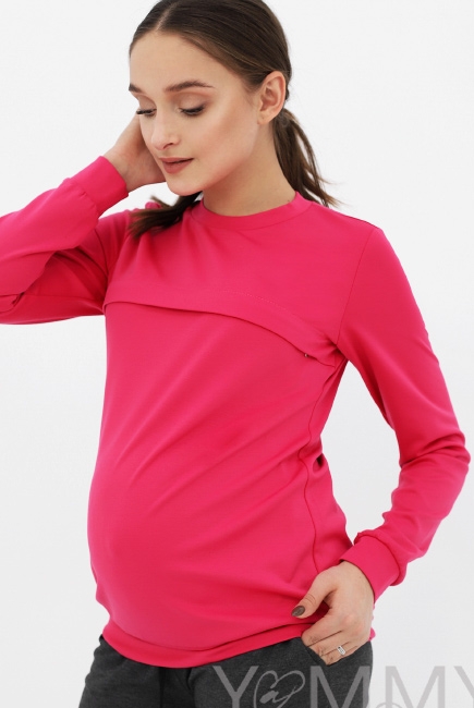 Свитшот для кормящих и беременных с секретом на молнии, фуксия
