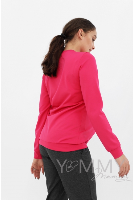 Свитшот для кормящих и беременных с секретом на молнии, фуксия