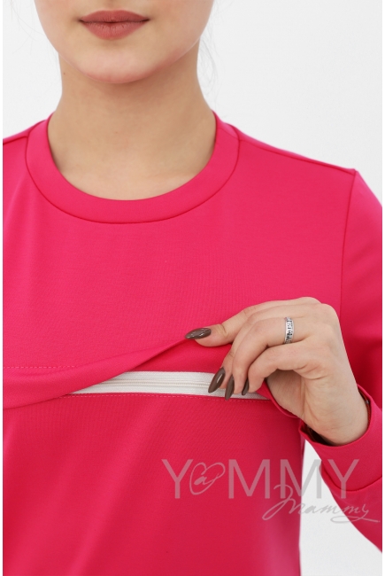 Свитшот для кормящих и беременных с секретом на молнии, фуксия