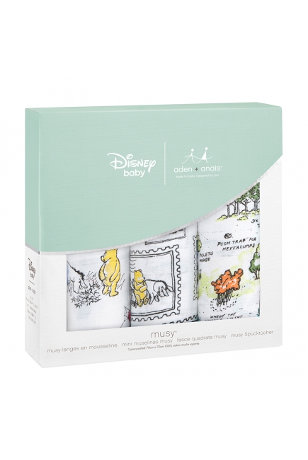 Муслиновые пеленки для новорожденных Aden&Anais средние, набор 3, Winnie The Pooh