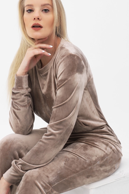 Костюм для беременных и кормящих велюровый, цвет бежевый