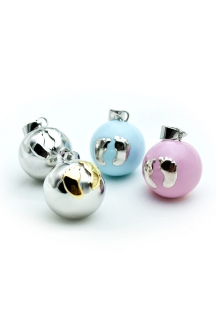 Кулон для беременных колокольчик бола, розовый с серебрянными ножками