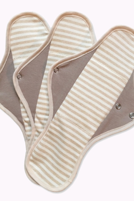 Набор 3 шт. ночных многоразовых женских прокладок BIO, полоска