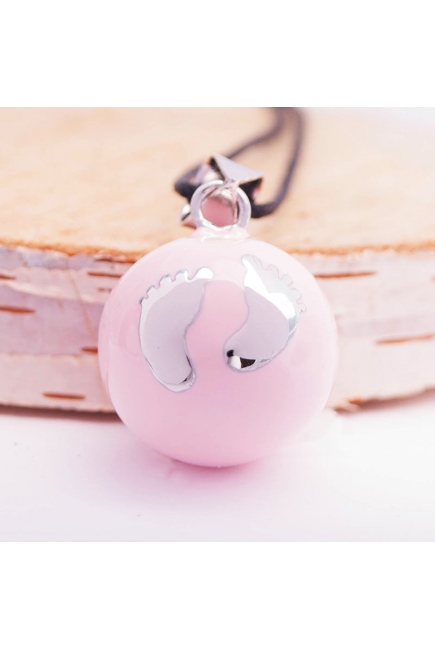 Кулон для беременных колокольчик бола, розовый с серебрянными ножками