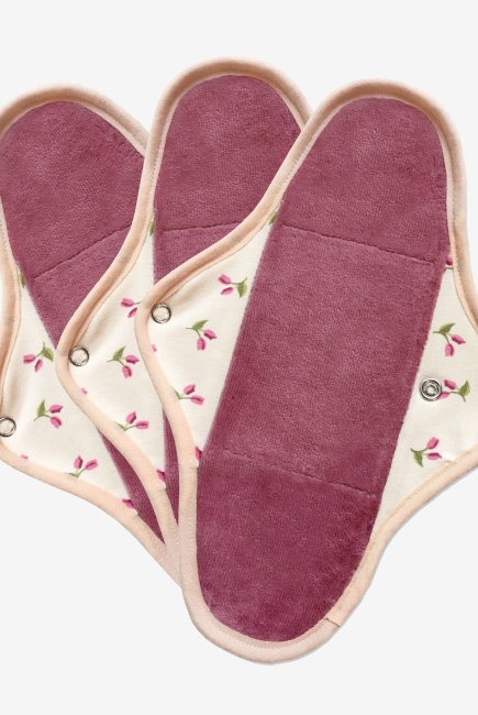 Набор 3 шт. многоразовых женских прокладок для критических дней: "Регуляр", тюльпан