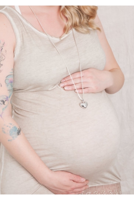 Кулон для беременных - бола, серебряное сердце