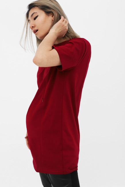 Футболка для кормящих и беременных с вырезом на спинке, бордо