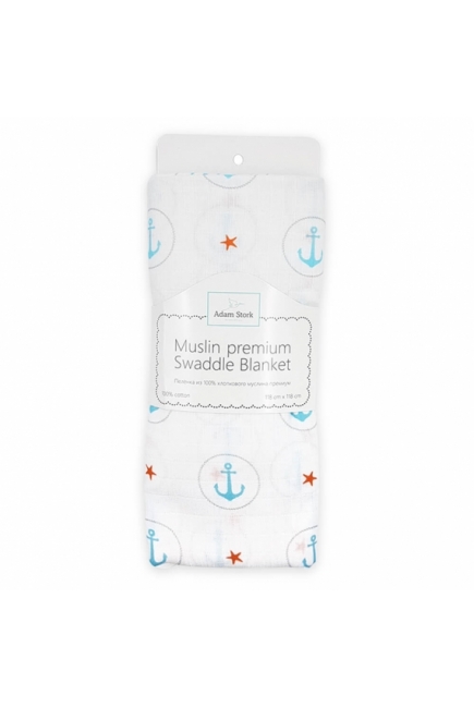 Муслиновая пеленка для новорожденных Adam Stork большая, Blue Anchors