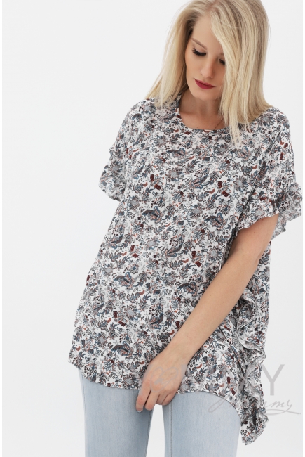 Блуза для беременных и кормящих, цвет экрю/цветы