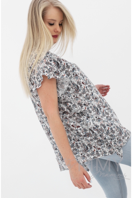 Блуза для беременных и кормящих, цвет экрю/цветы