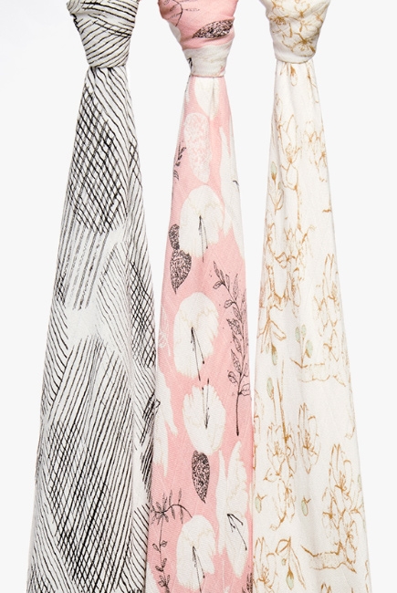 Бамбуковые пеленки для новорожденных Aden Anais большие, набор 3, Pretty Petals