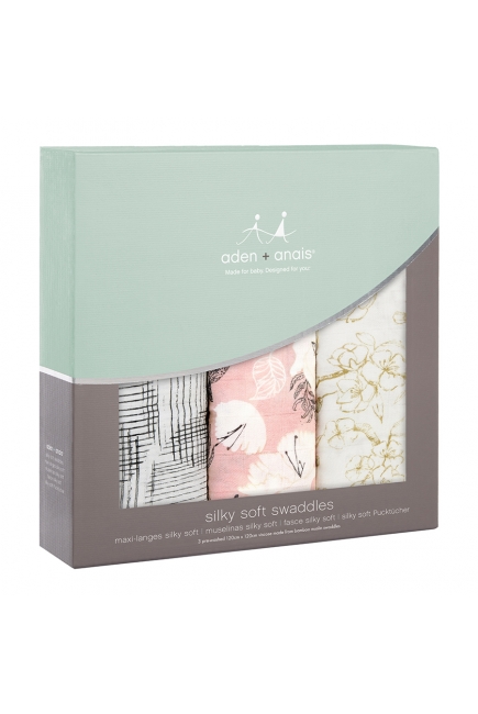 Бамбуковые пеленки для новорожденных Aden Anais большие, набор 3, Pretty Petals
