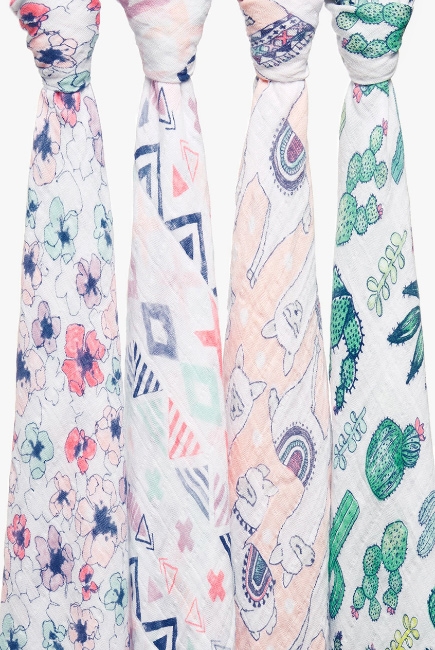 Муслиновые пеленки Aden&Anais для новорожденных большие, набор 4, Trail Blooms