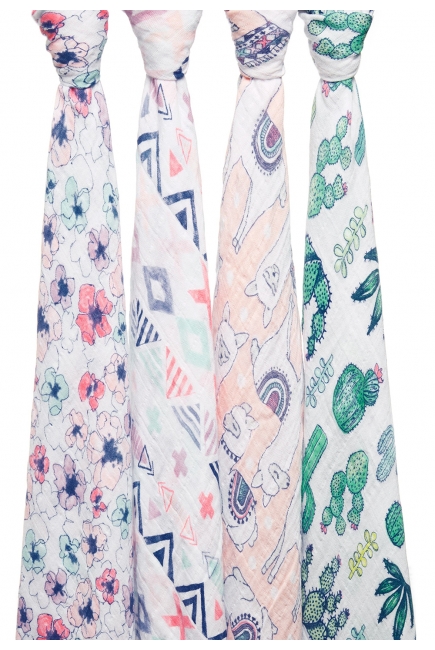 Муслиновые пеленки Aden&Anais для новорожденных большие, набор 4, Trail Blooms