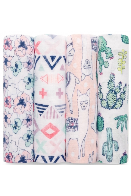 Муслиновые пеленки Aden&Anais для новорожденных большие, набор 4, Trail Blooms