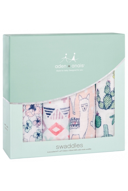 Муслиновые пеленки Aden&Anais для новорожденных большие, набор 4, Trail Blooms