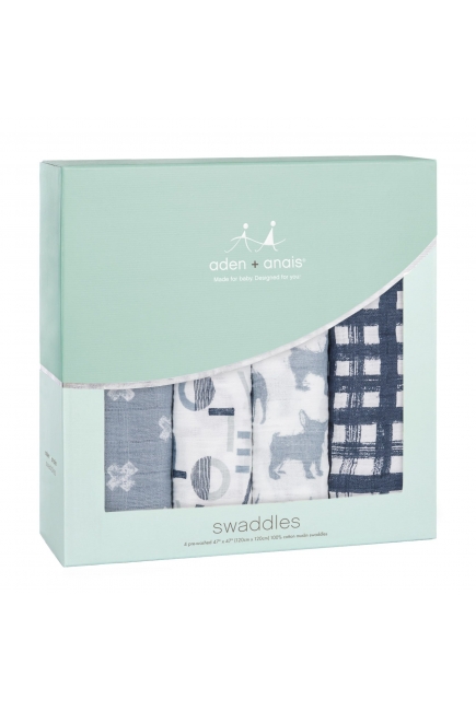 Пеленки муслиновые Aden&Anais для новорожденных большие, набор 4, Waverly