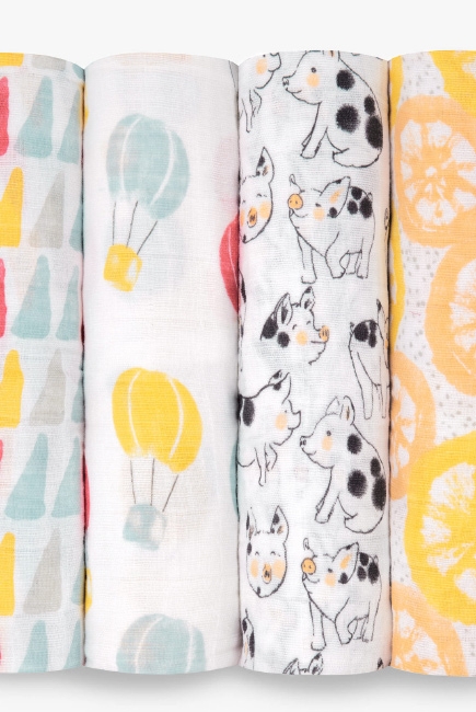 Муслиновые пеленки для новорожденных Aden&Anais, большие, набор 4, Year Of The Pig