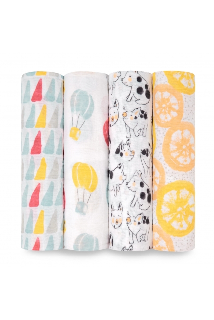 Муслиновые пеленки для новорожденных Aden&Anais, большие, набор 4, Year Of The Pig