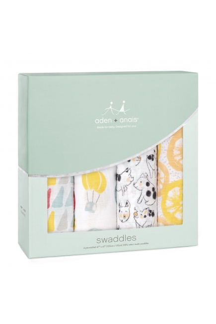 Муслиновые пеленки для новорожденных Aden&Anais, большие, набор 4, Year Of The Pig