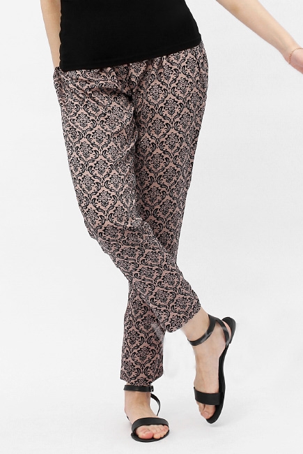 Брюки для беременных и кормящих с узором, бежевые