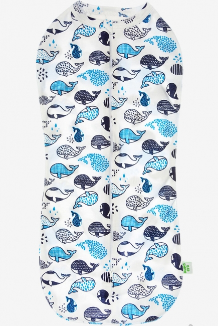 Пеленка-кокон для новорожденных трикотажный, киты