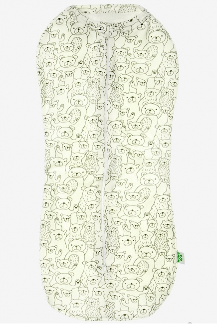 Пеленка-кокон для новорожденных трикотажный, мишки (экрю)