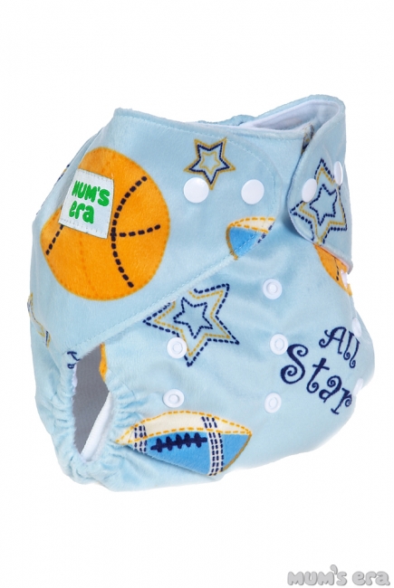 Многоразовый подгузник "Mums Era", Баскетбол голубой (1 вкладыш)