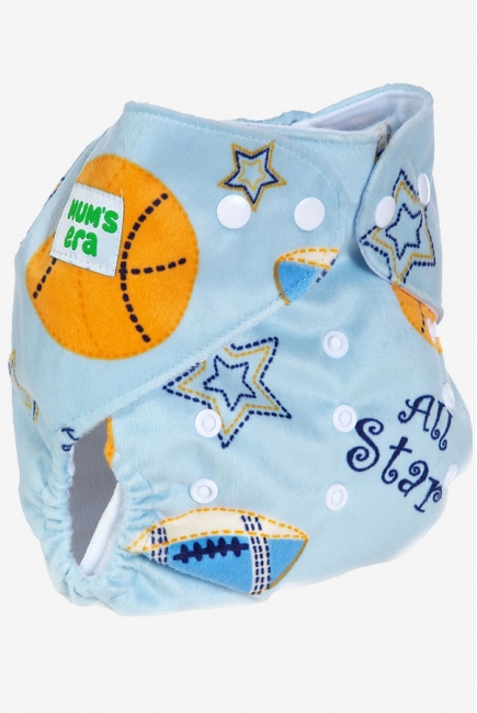 Многоразовый подгузник "Mums Era", Баскетбол голубой (1 вкладыш)