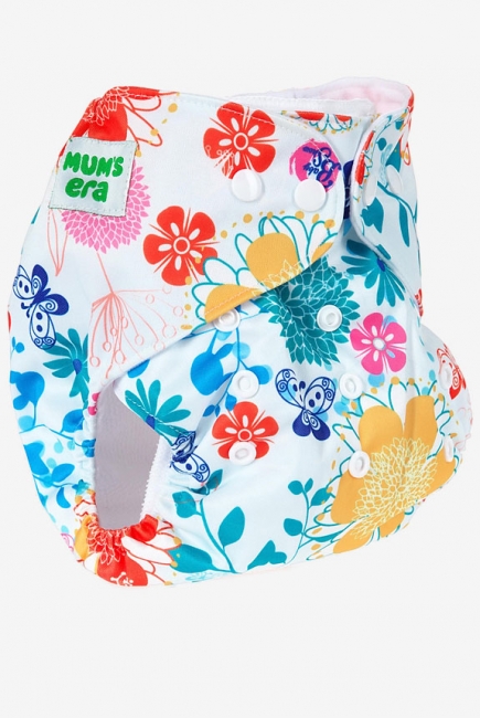 Многоразовый подгузник "Mums Era", Хризантемы, белый (1 вкладыш)