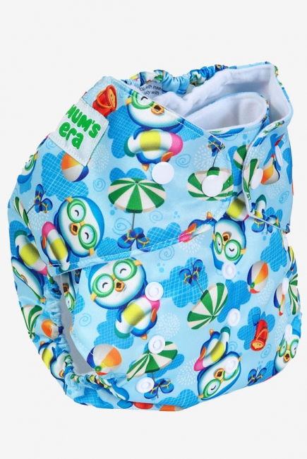 Многоразовый подгузник "Mums Era", Пингвины синий (1 вкладыш)