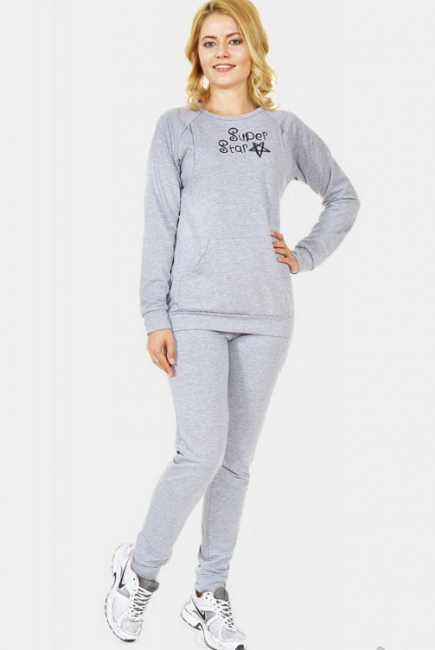 Костюм для беременных и кормящих Super Star, серый меланж