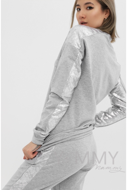 Костюм для беременных и кормящих с серебрянными лампасами
