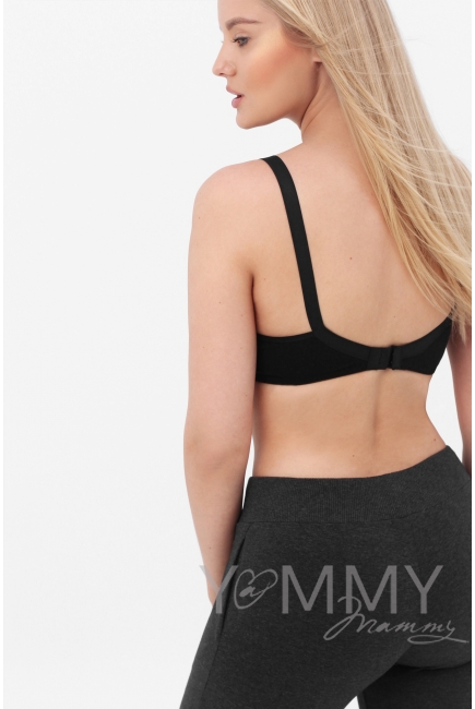 Бюстгальтер для кормления и беременных хлопковый, цвет чёрный