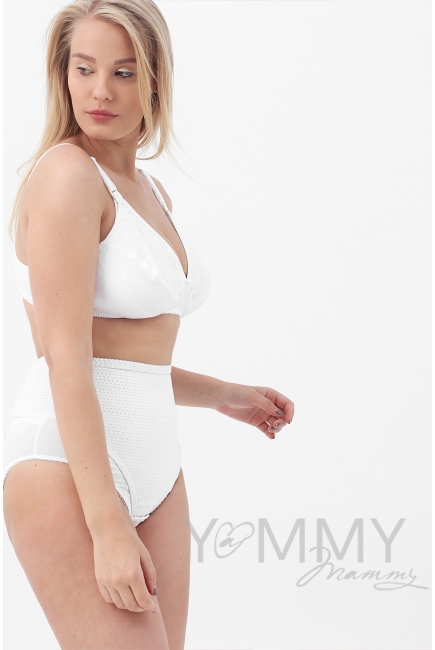 Бюстгальтер для кормящих и беременных с кружевом, белый