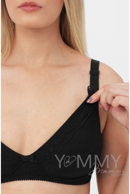 Бюстгальтер для беременных и кормящих с кружевом, цвет чёрный
