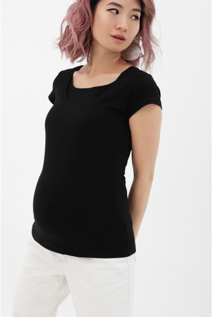 Футболка для беременных и кормящих, цвет черный