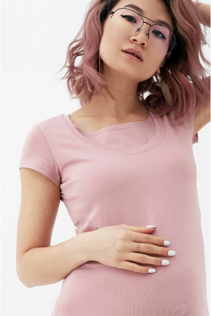 Футболка для кормящих и беременных, пудрово-розовая