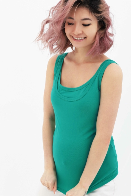 Майка для беременных и кормящих, зеленая