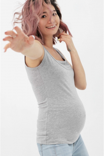 Майка для беременных и кормящих, цвет серый меланж